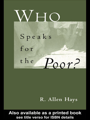 cover image of Who Speaks for the Poor